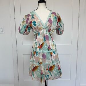 🌴 Marie by Victoria Dunn Tropical Bird Dress 🌺 | Size Small | Bright Spring